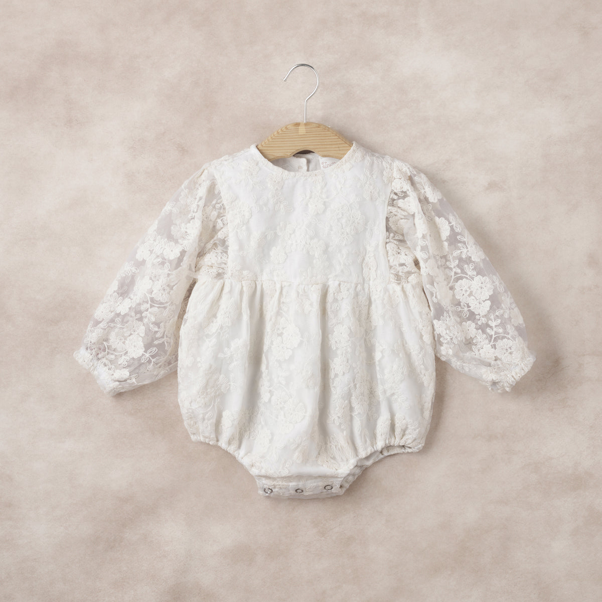 Ivory Lace Baby Romper –Embroidered Organza Special Occasion