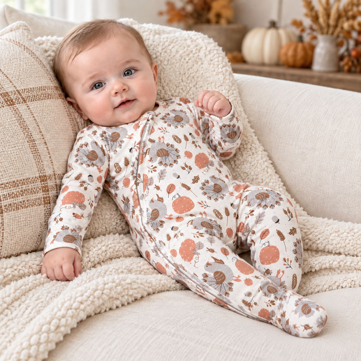 Baby Thanksgiving Zipper Romper – Bamboo Cotton Blend