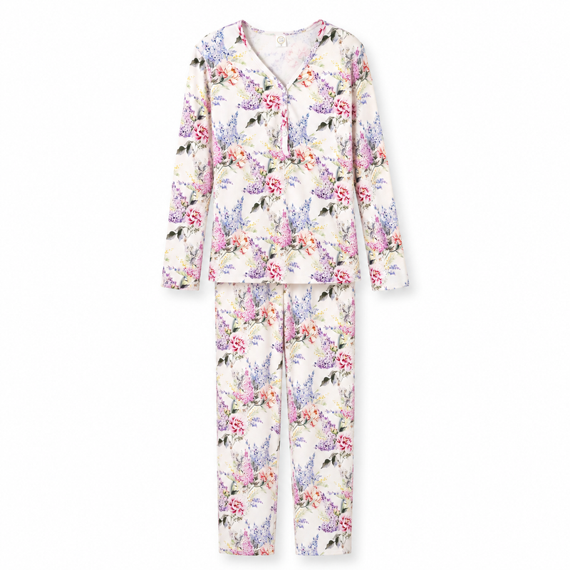 Watercolor Floral Bamboo Pajama Set (Runs Large - Size Down)