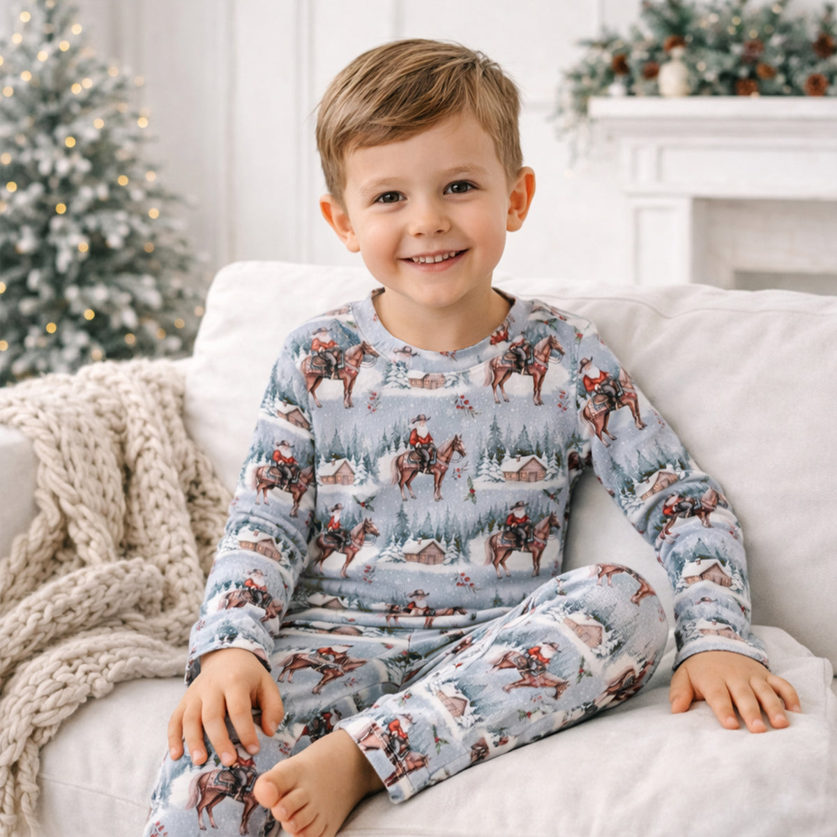 Cowboy Christmas Children's Bamboo Pajama Set - Western