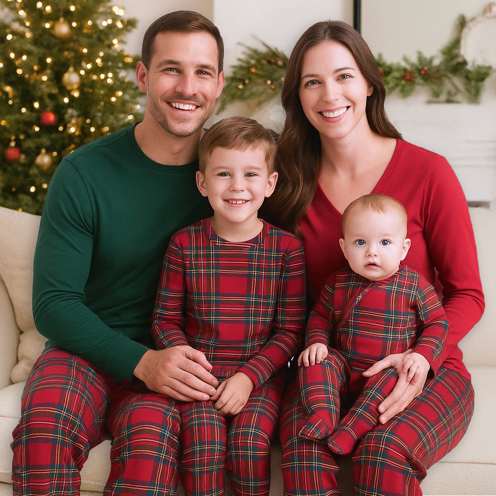 Christmas Bamboo Family Matching Pajama's – Classic Tartan Plaid Holiday