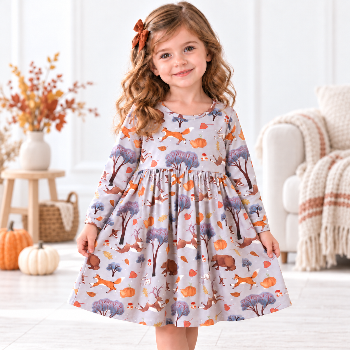 Autumn Woodland Twirl Bamboo Dress
