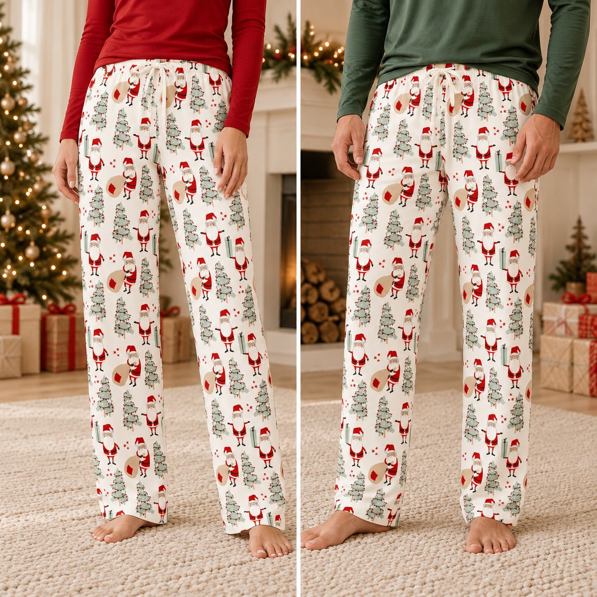 Christmas Santa Adult Bamboo Pajama Pants - Family Matching