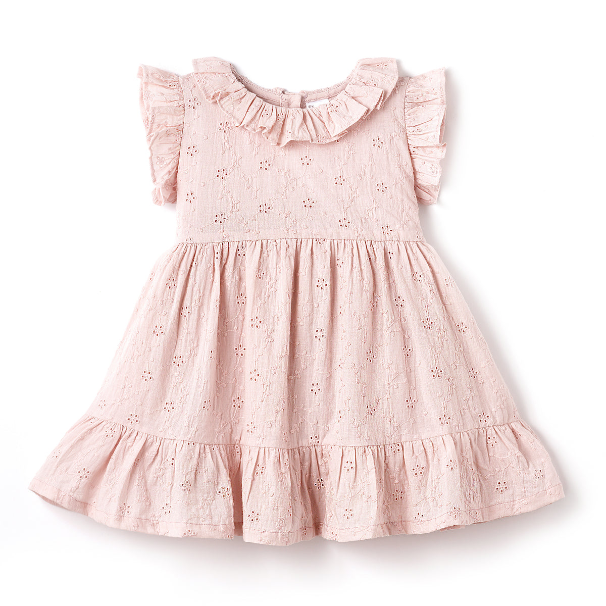 Eyelet Girl's Pink Cotton Dress for Special Occasions