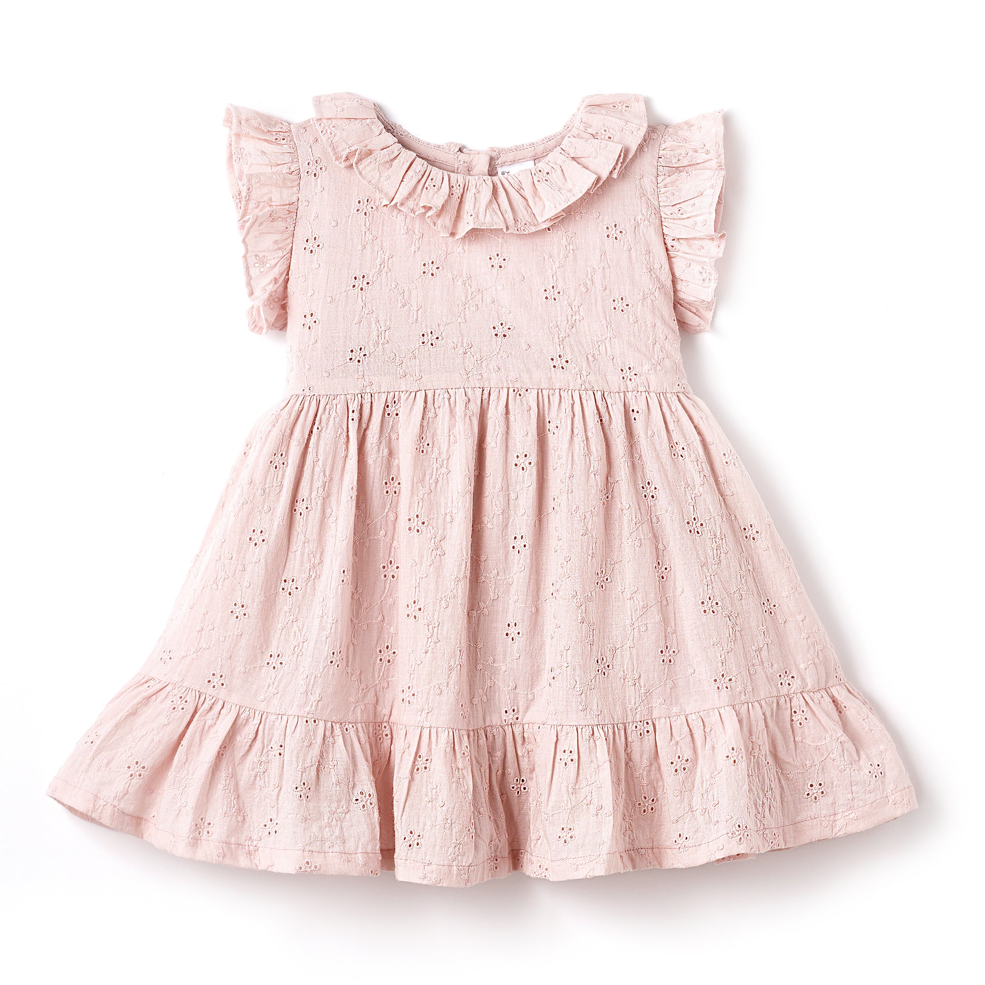 Eyelet Girl's Cotton Dress for Special Occasions - Pink Tesa Babe Eyelet Girl's Cotton Dress for Special Occasions - Pink Tesa Babe