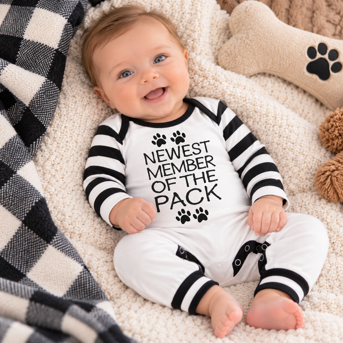 Newest Member Of The Pack Cotton Romper 3-6M
