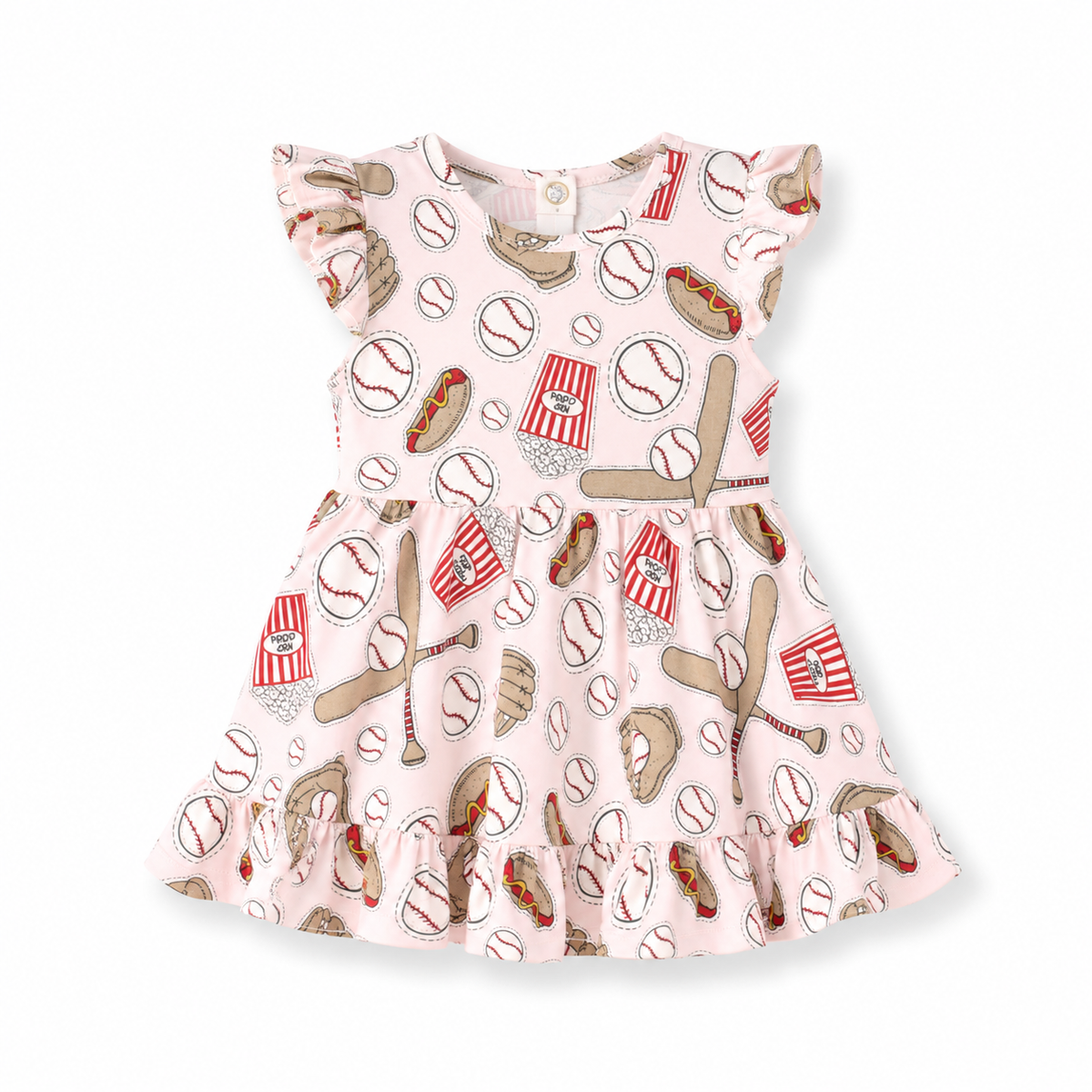 Baseball Pink Bamboo Twirl Dress 6-9M