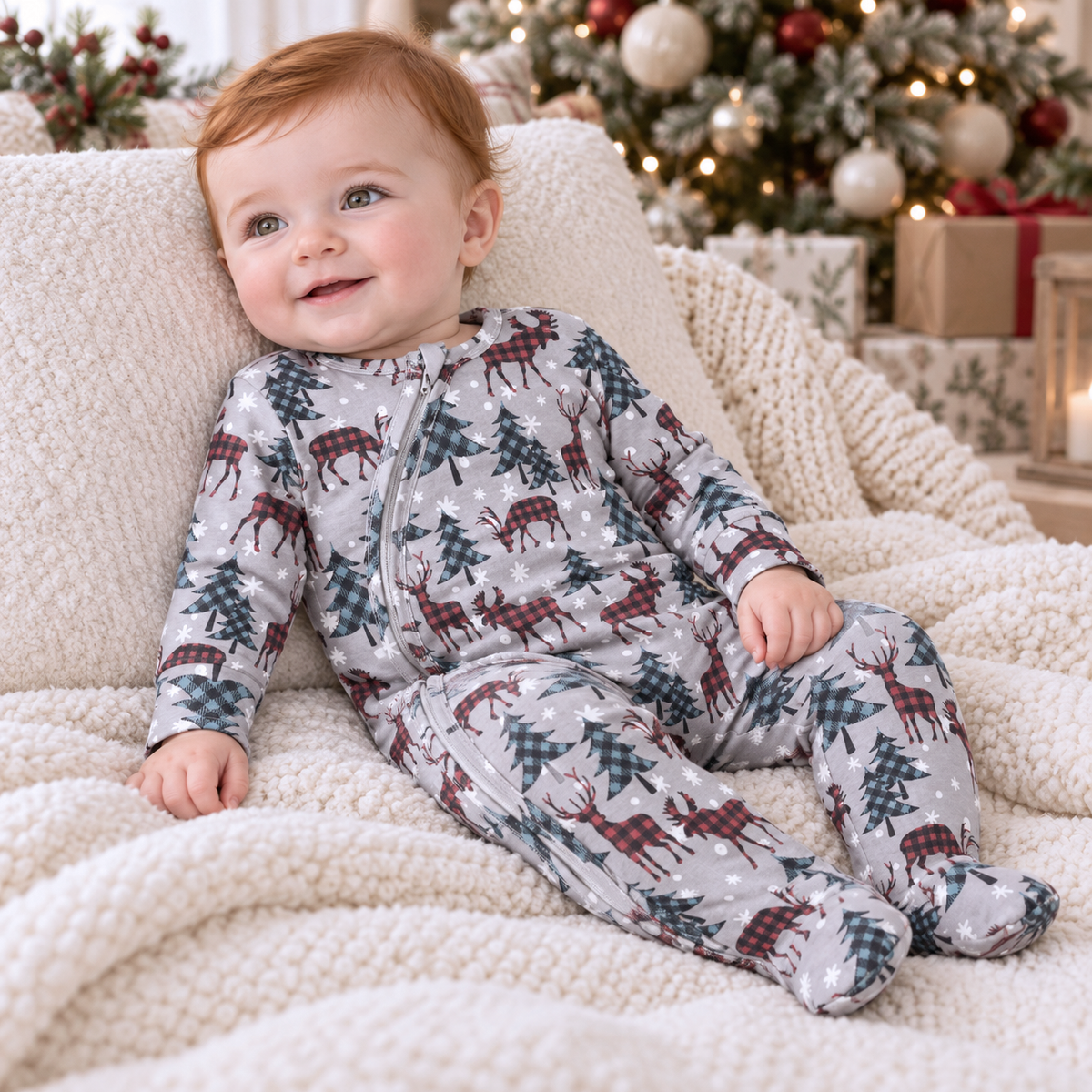 Nordic Pines Bamboo Baby Zipper Romper