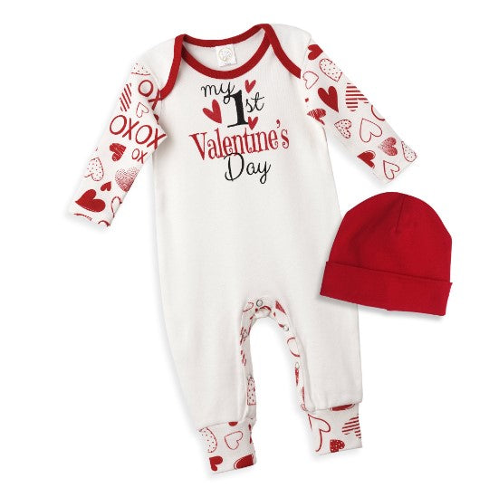 Baby's "My 1st Valentine's Day" Cotton Romper