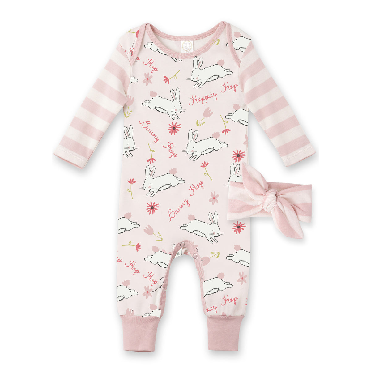 Baby Girl Easter Cotton Romper & Headband Set