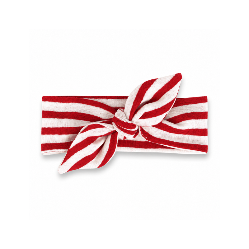 Cotton Bow Headband – Thin Red Stripes