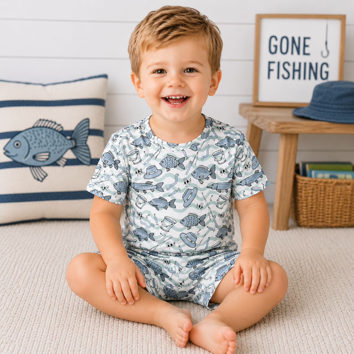 Gone Fishin' Bamboo Pajama Set 3T