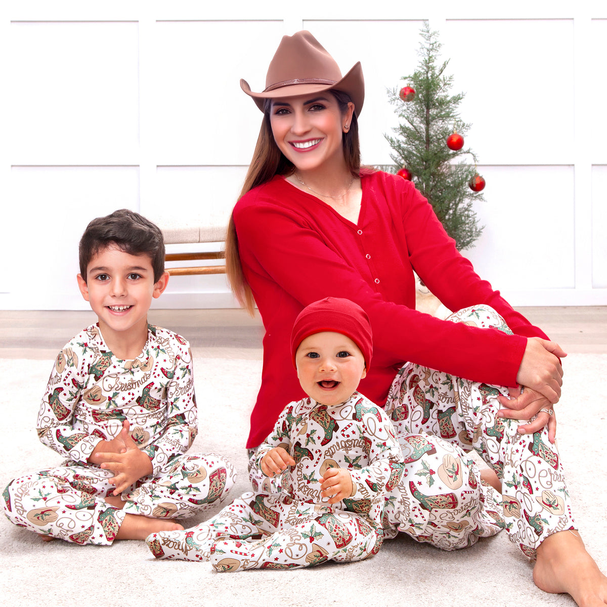 Western Christmas Baby Bamboo Zipper Romper - Cowboy Holiday