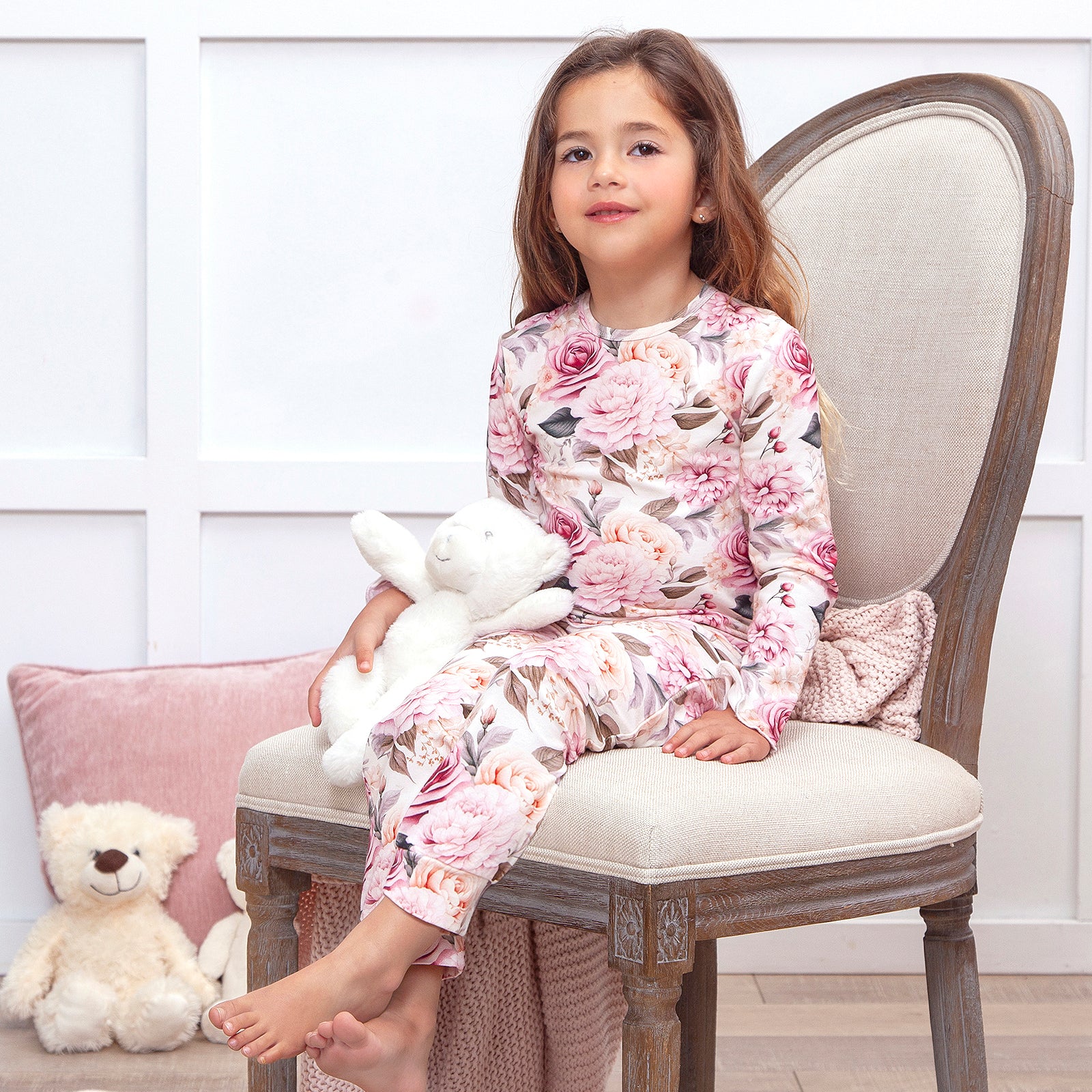 Girls' Bamboo Floral Pajama Set – Soft & Stylish Sleepwear – Tesa Babe