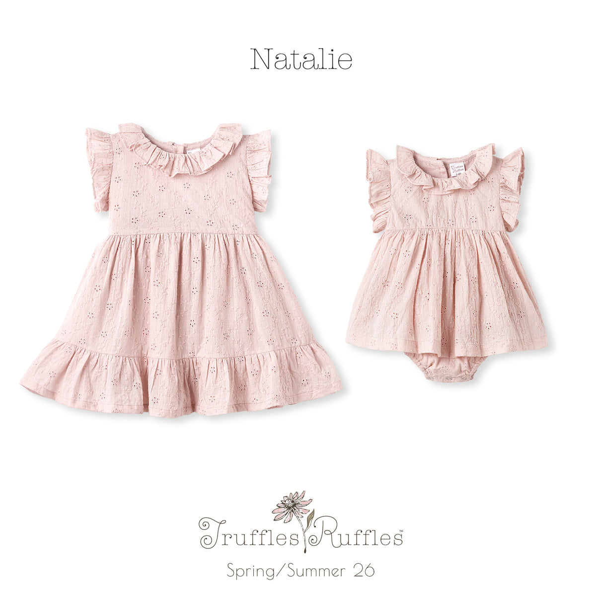 Eyelet Girl's Pink Cotton Dress for Special Occasions