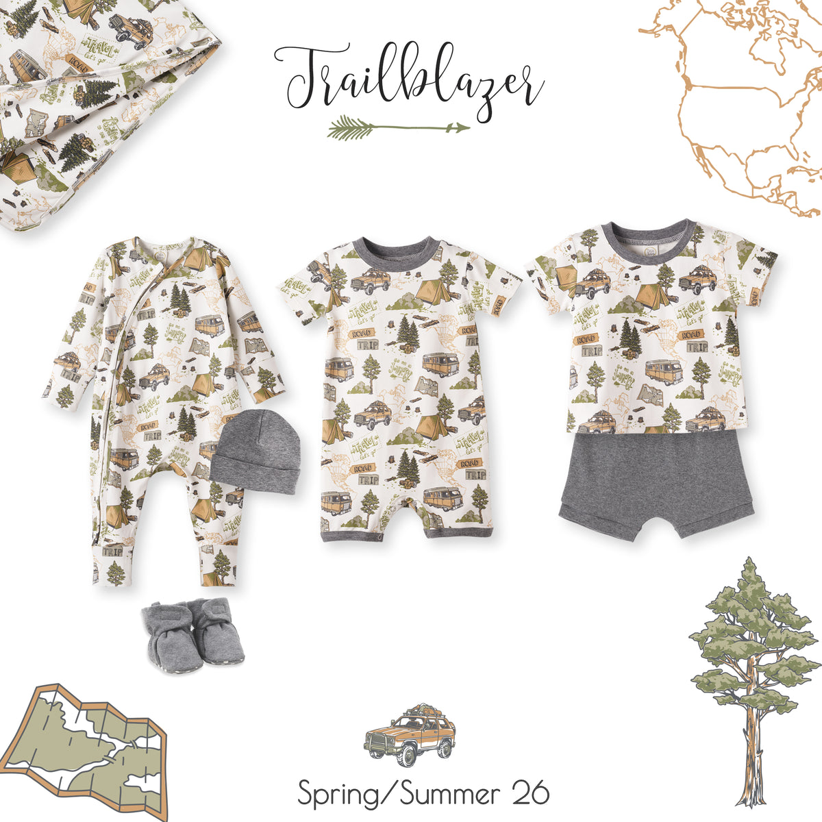 Trailblazer Soft Bamboo Stroller Blanket for Baby Boys