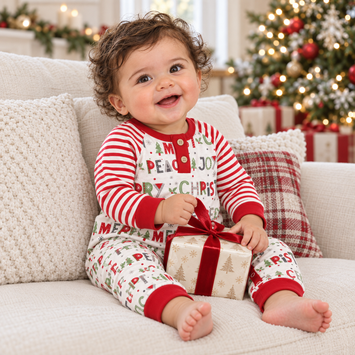 Christmas Peace-Love-Joy Bamboo Romper