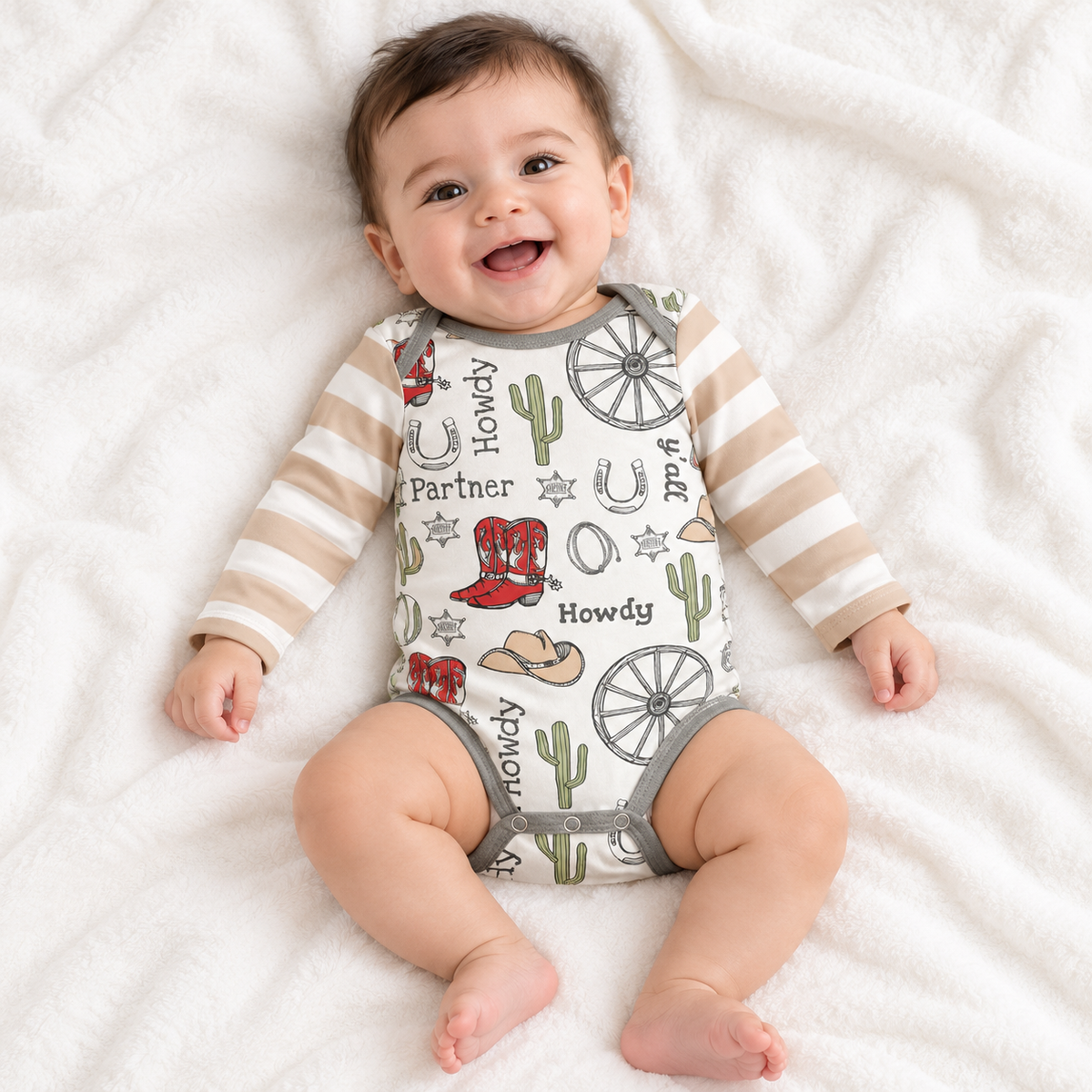 Howdy Partner Baby Bodysuit – Cotton Western Cowboy