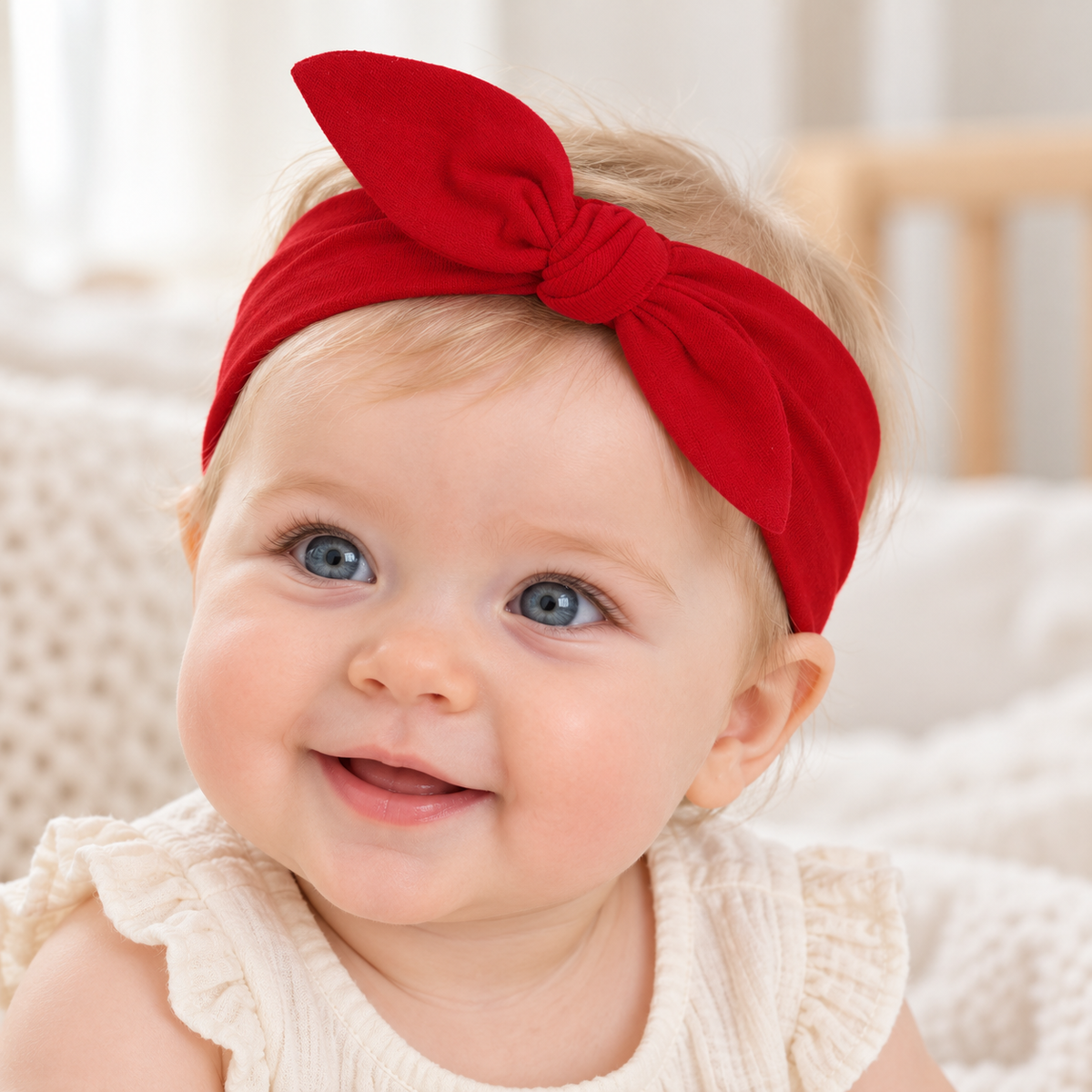 Cotton Bow Headband – Red