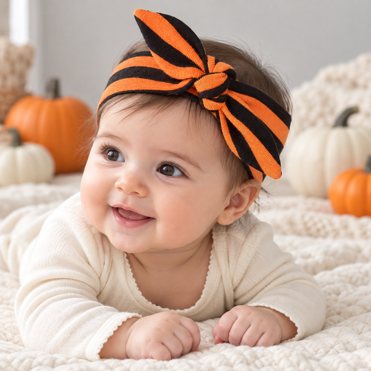 Baby Headband Orange Stripes