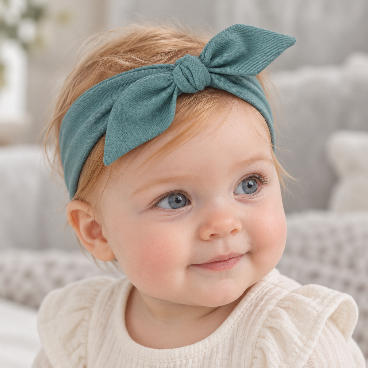 Cotton Bow Headband – Arctic Green