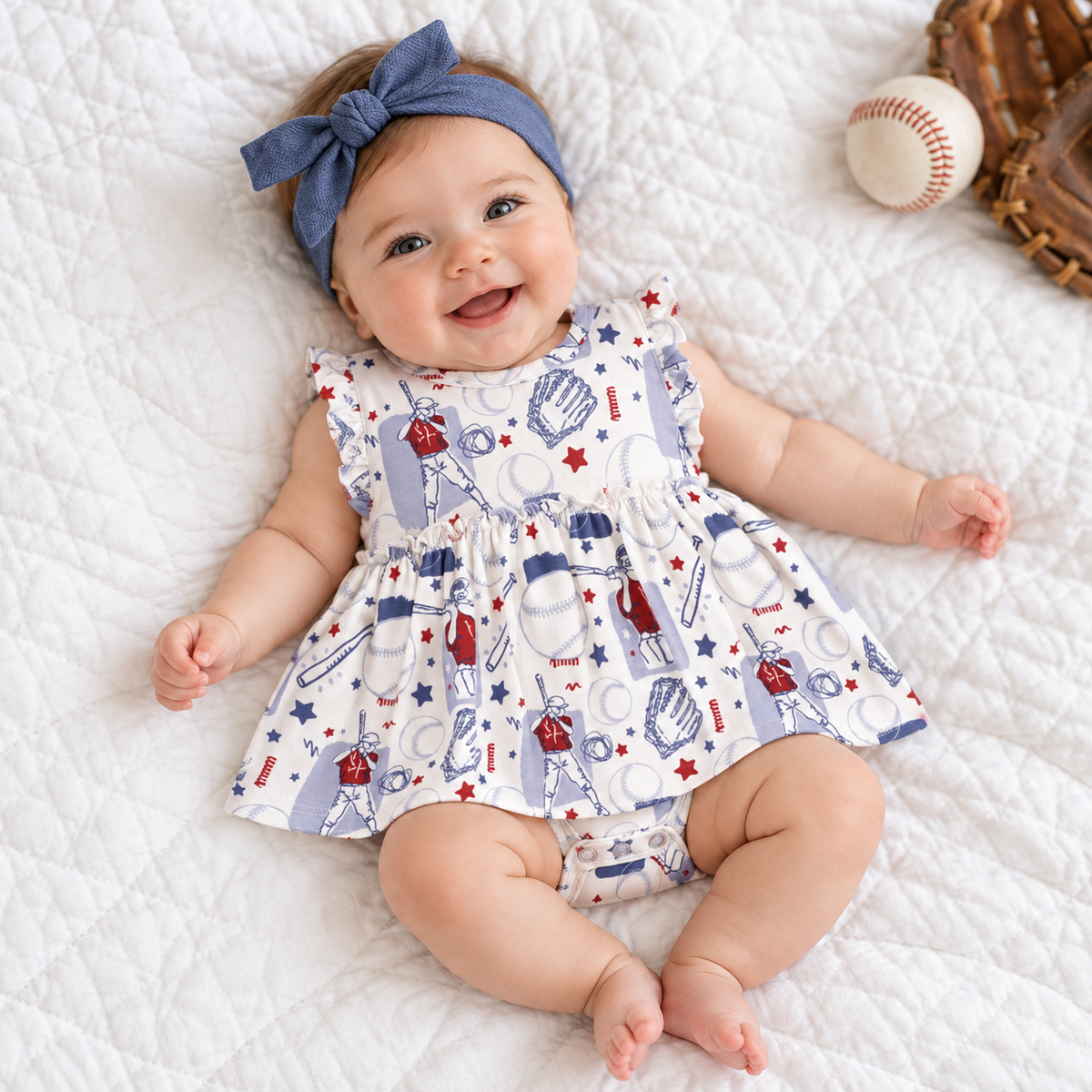 Batter Up Bamboo Skirted Bodysuit