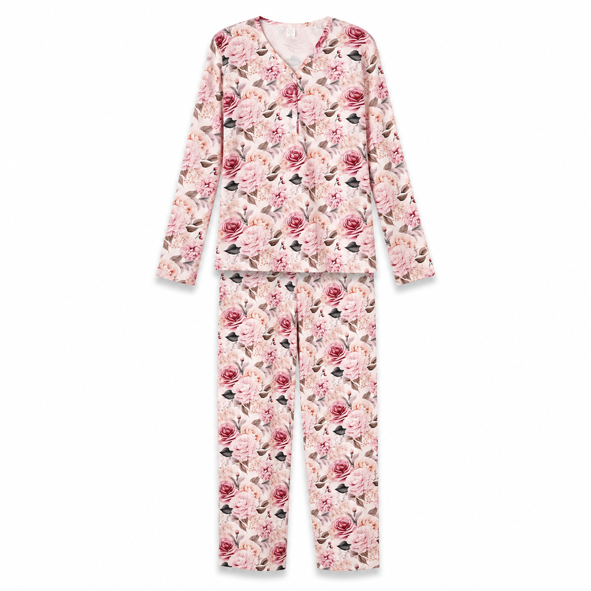 Pink Floral Bamboo Pajama Set (Runs Large - Size Down)