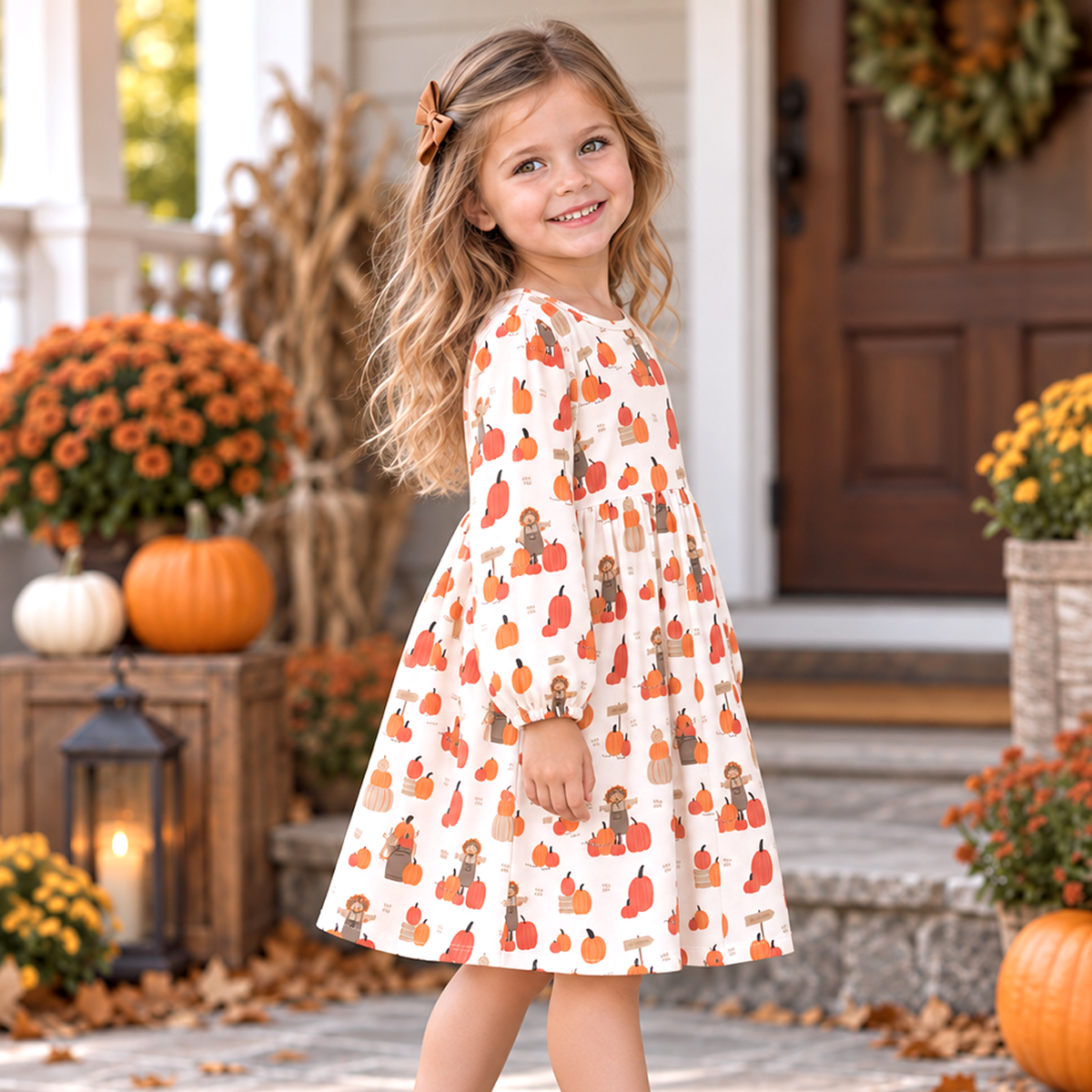Pumpkin Patch Girls' Dress – Soft Bamboo Fall Favorite