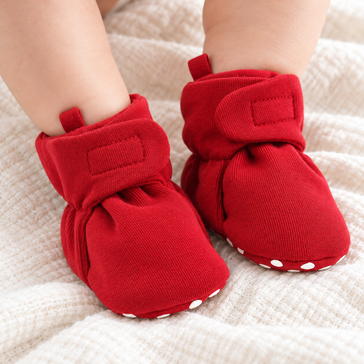 Baby Booties - Red Cotton