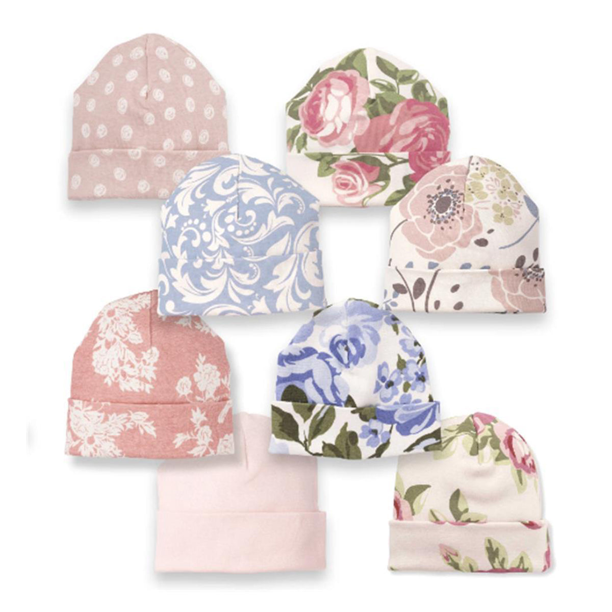 Baby Girl Set of 8 Cotton Hats Grab Bag