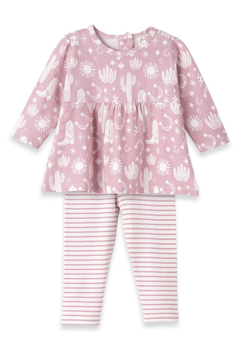 Wild West Pink Baby Girl's Western Bamboo Top & Legging 2T