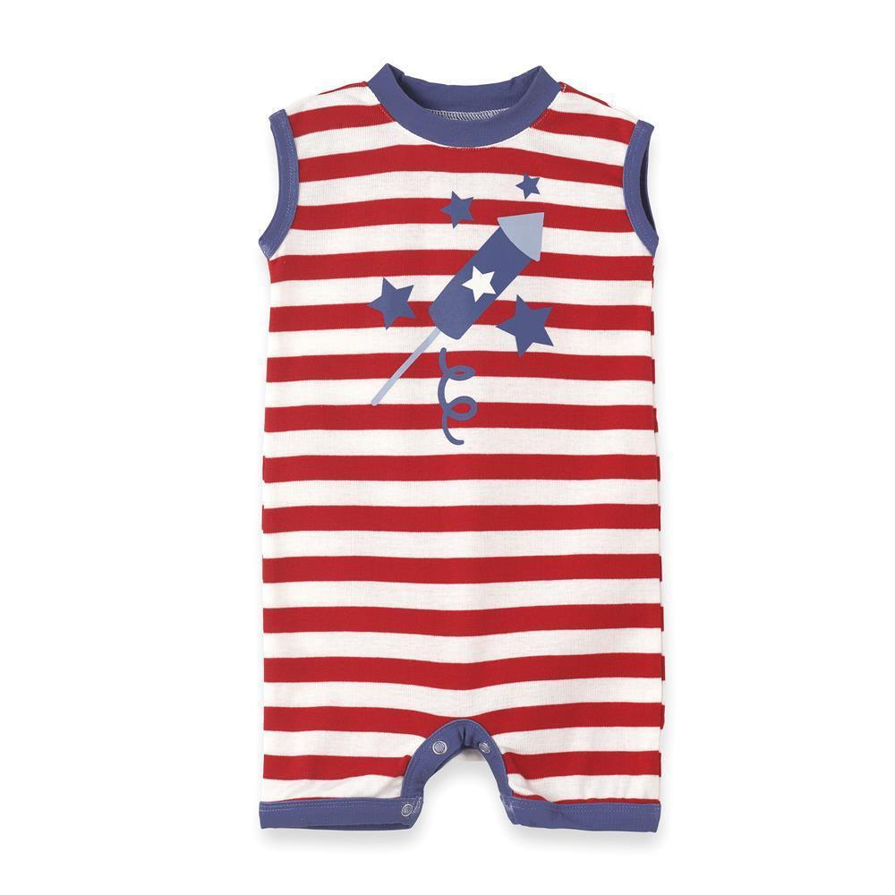 Patriotic Rocket Ship Baby Romper  3-6M