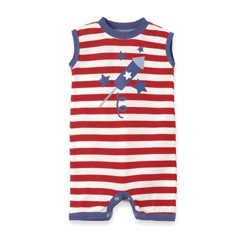 Patriotic Rocket Ship Baby Romper  3-6M