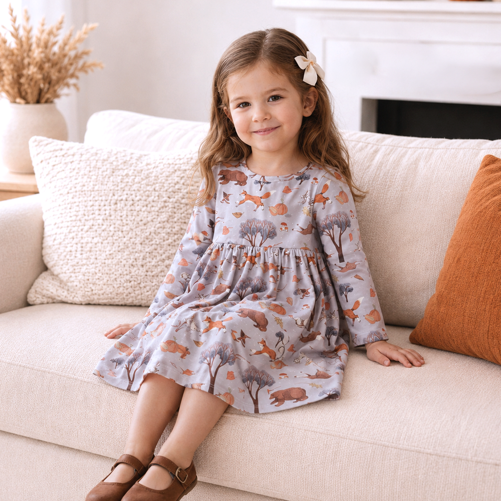 girl fall dress Forest Frolic Twirl 230 GSM Halter Tops Color:Timber The Ribbed Nursing Dress