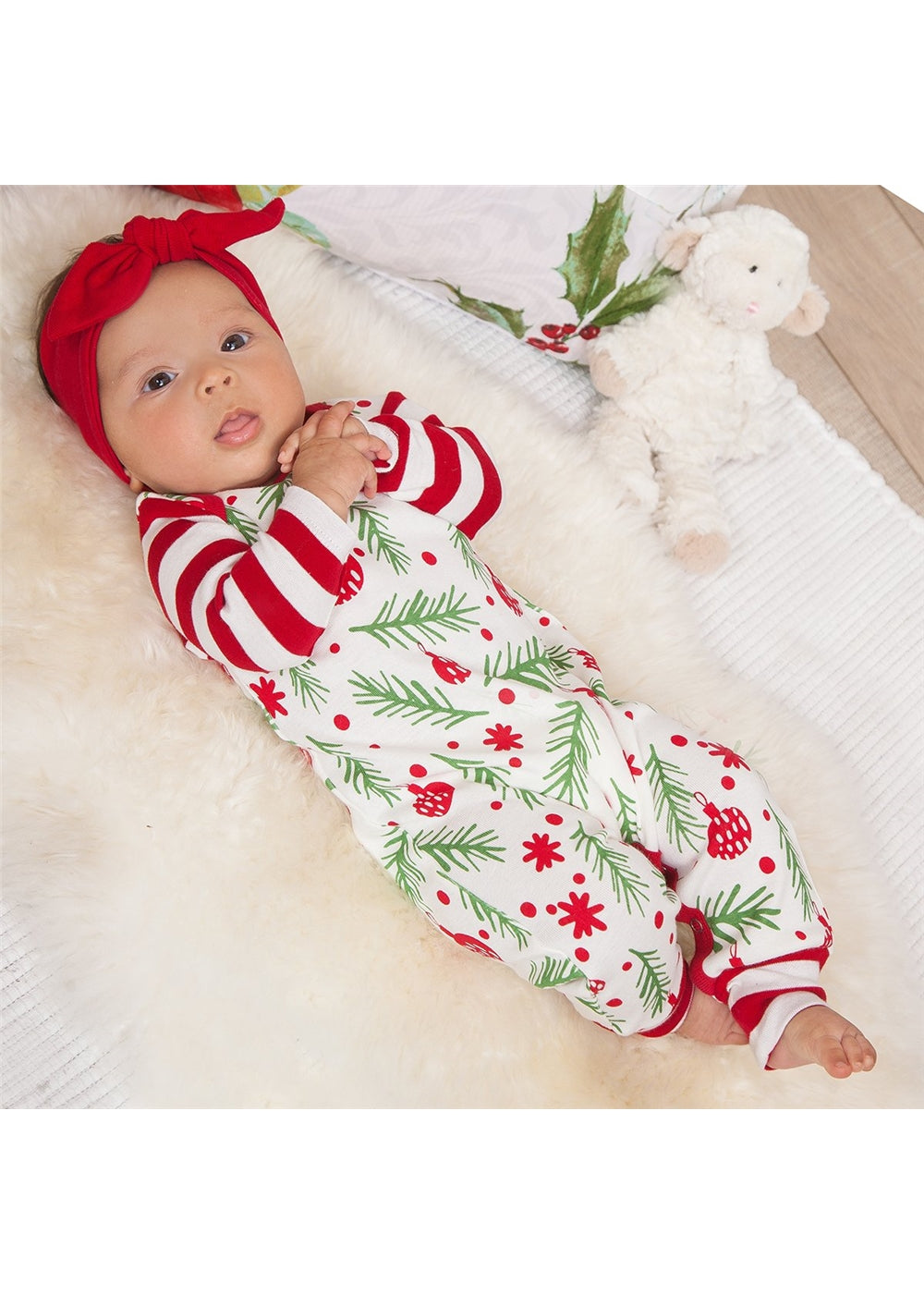 Branches & Bulbs Christmas Cotton Romper