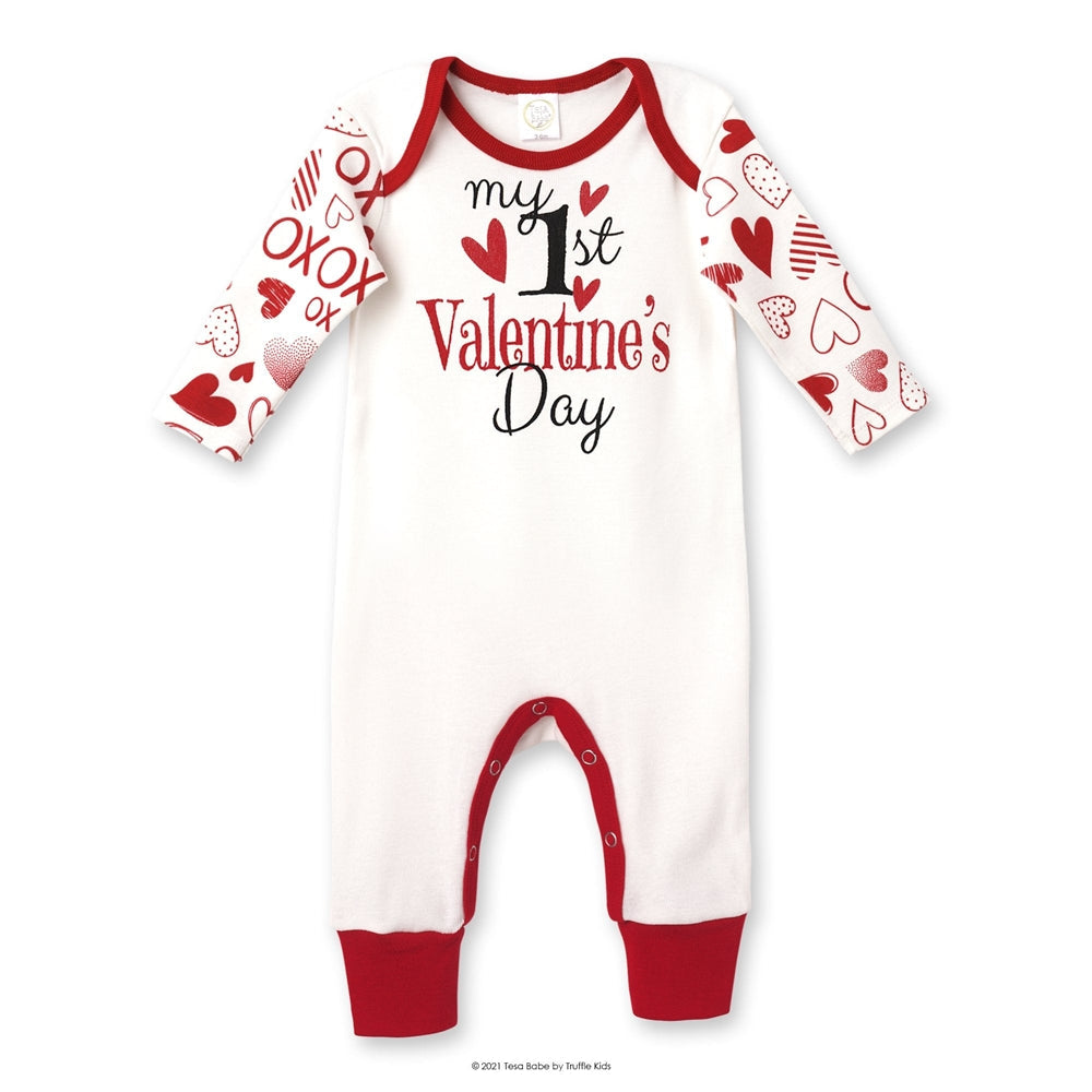 Baby's "My 1st Valentine's Day" Cotton Romper