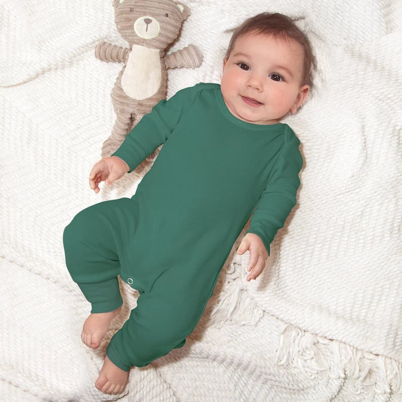 Green Cotton Romper - Newborn