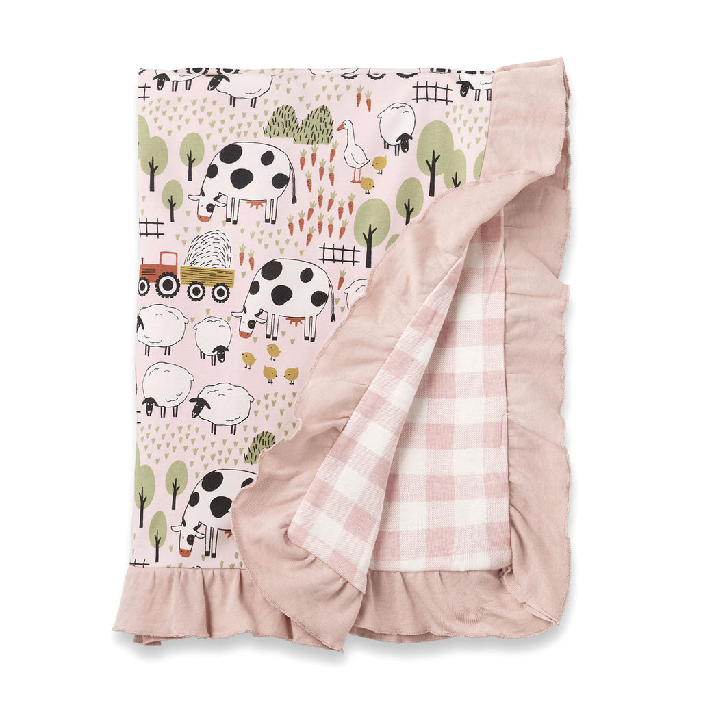 Tesa Babe Baby Blankets Blanket / 1S Farmyard Pink Ruffle Stroller Blanket