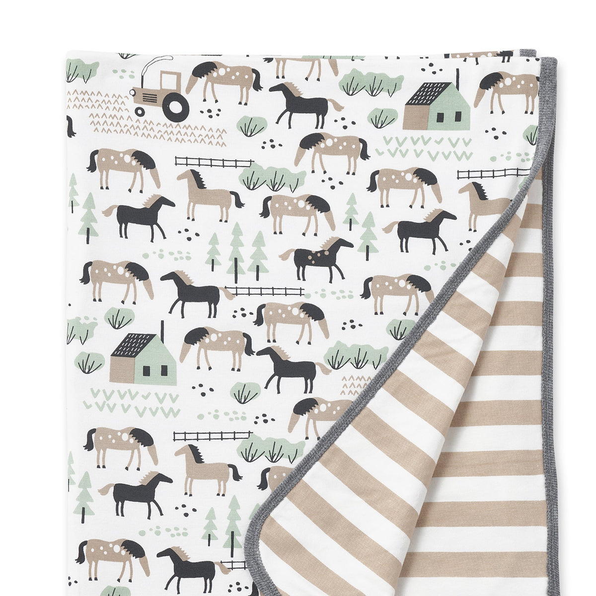 Tesa Babe Baby Blankets 1S Horses On The Farm Bamboo Stroller Blanket