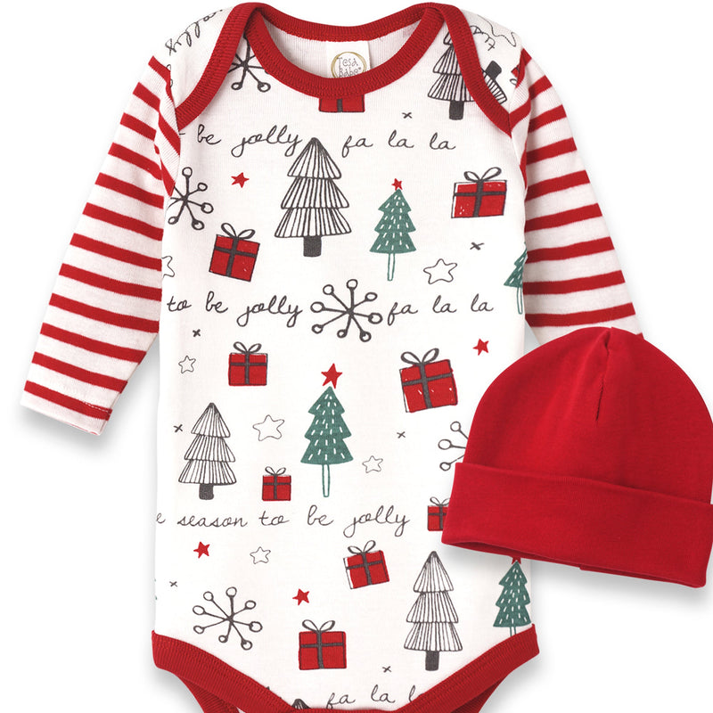 Tesa Babe Baby Boy Clothes Christmas Bodysuit & Hat Set