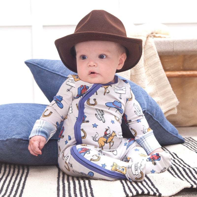 Tesa Babe Baby Boy Clothes Cowboy Bamboo Zipper Romper