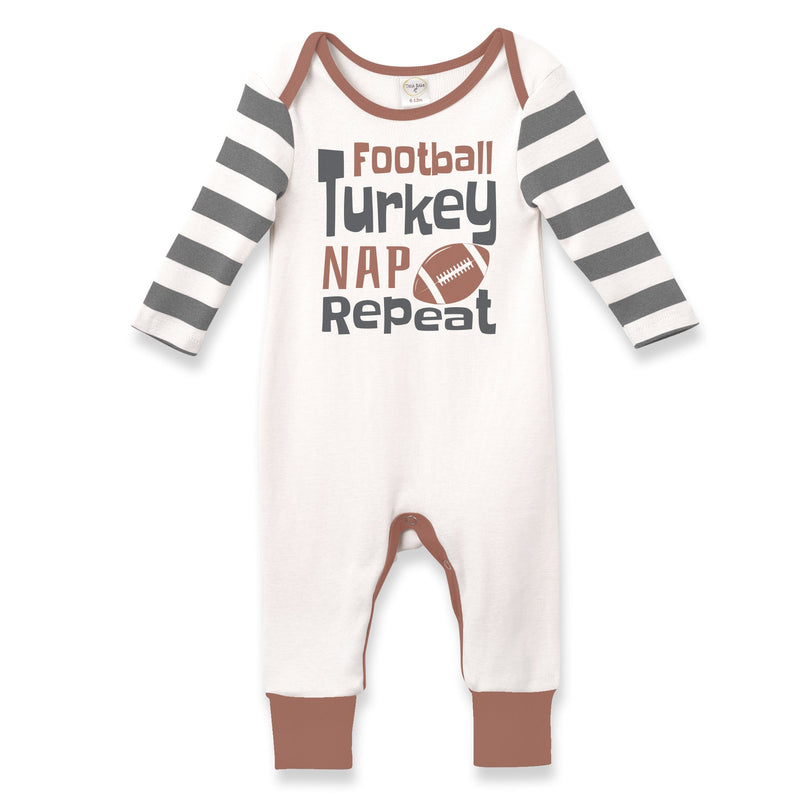 Tesa Babe Baby Boy Clothes Romper / NB Football, Turkey Nap Repeat Romper