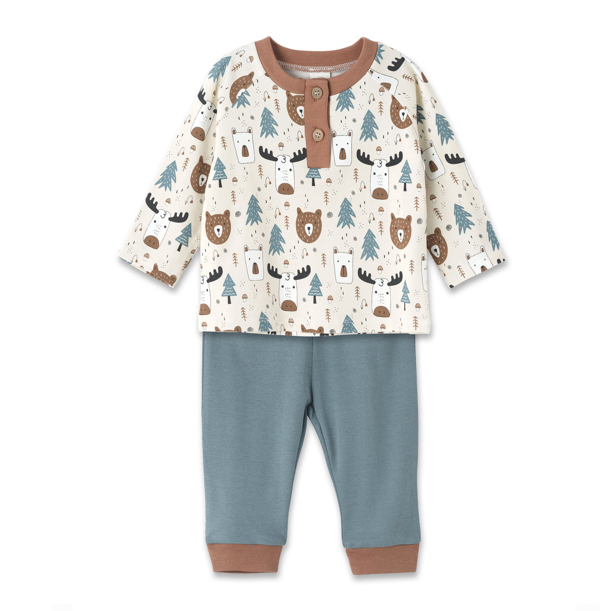 Tesa Babe Baby Boy Clothes Set / 3-6M Forest Friends Bamboo Tee & Pants