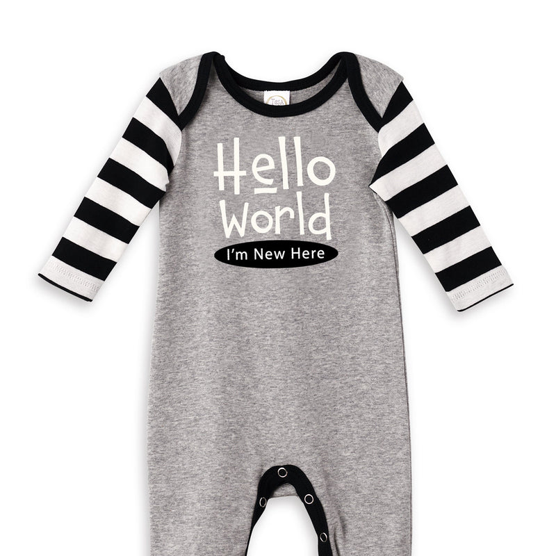 Tesa Babe Baby Boy Clothes Hello World Grey Romper