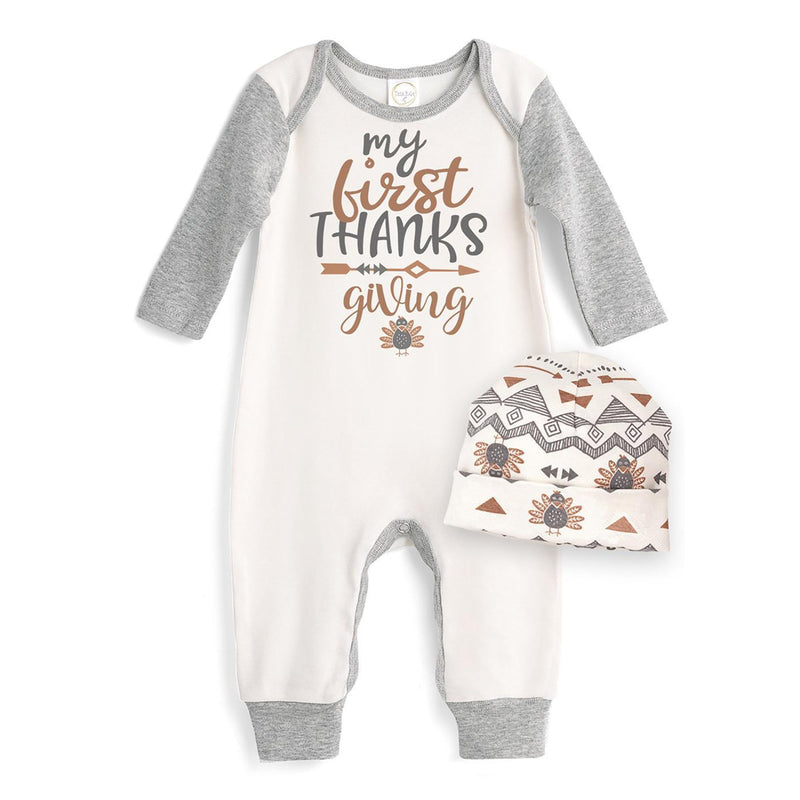 Tesa Babe Baby Boy Clothes Romper / NB My First Thanksgiving Romper & Hat Set