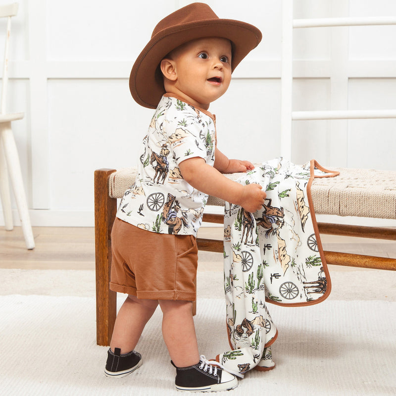 Tesa Babe Baby Boy Clothes On The Range Cowboy Tee & Shorts