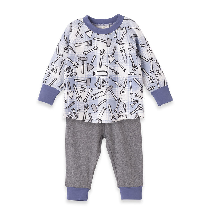 Tesa Babe Baby Boy Clothes Set / 3-6M Tool Time Bamboo Tee & Pants