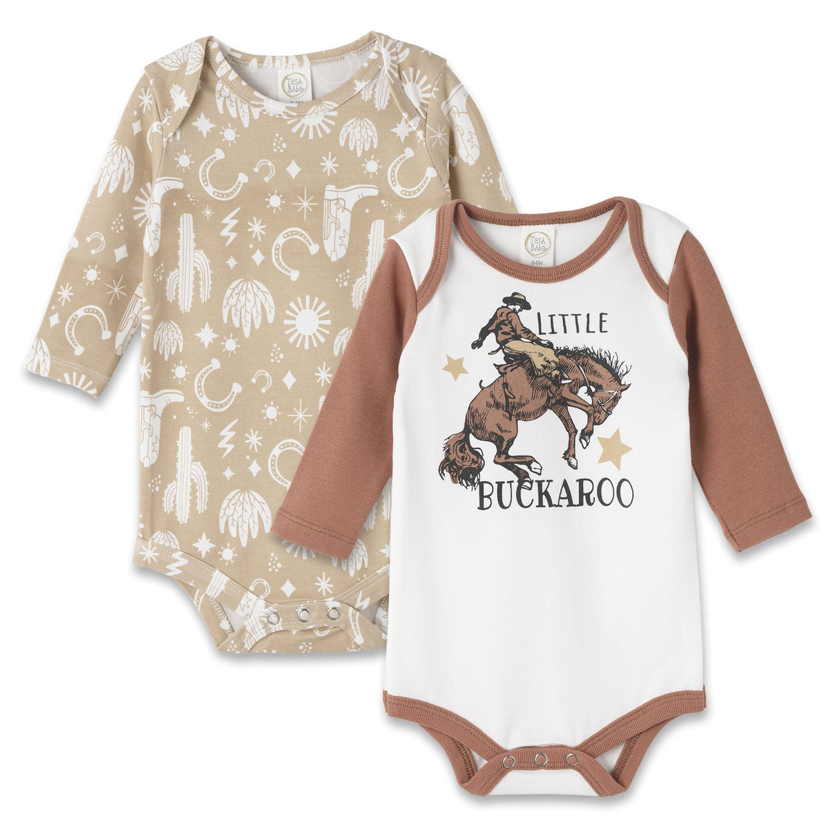 Tesa Babe Baby Boy Clothes Bodysuit Sets / NB Wild West/Tan Little Buckaroo Set Of Bodysuits