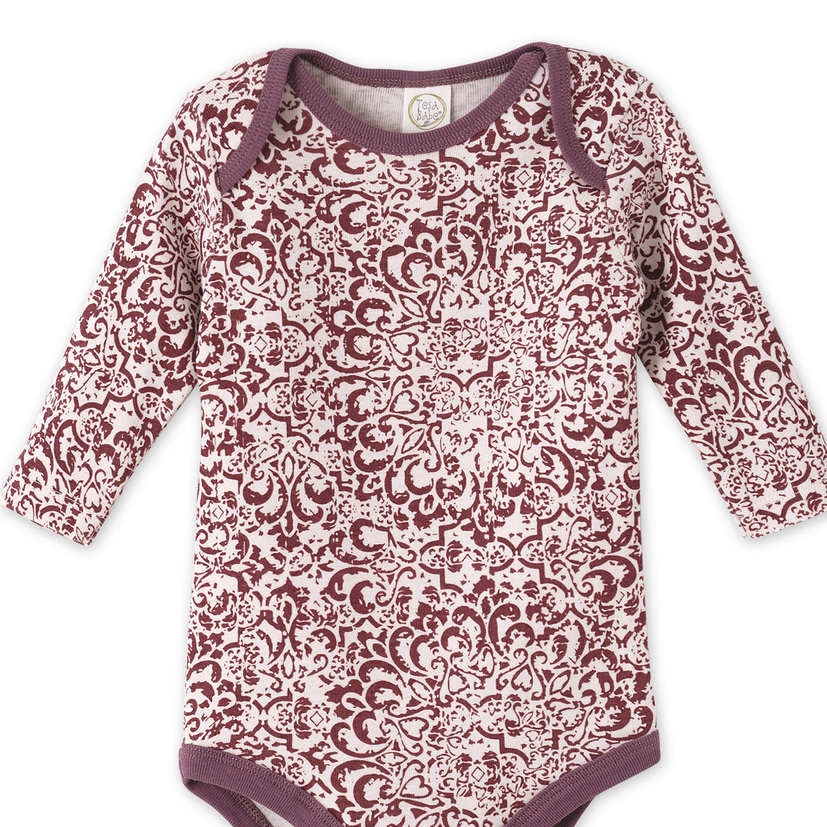 Tesa Babe Baby Girl Clothes Burgundy Damask Baby Girl's Bodysuit