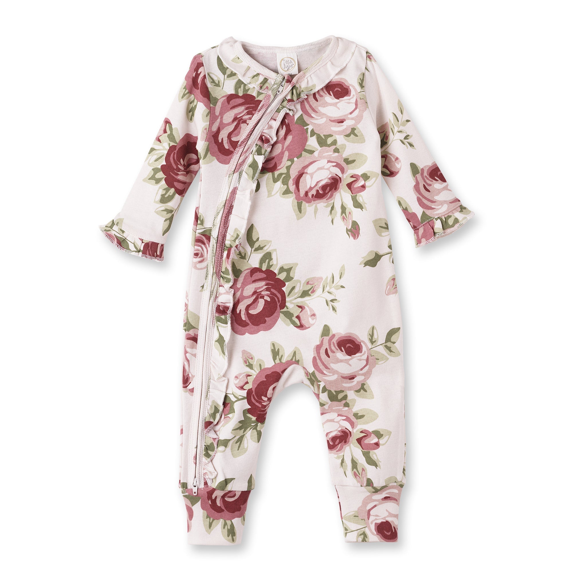 Baby Girl's Cabbage Rose Cotton Zippered Romper – Tesa Babe